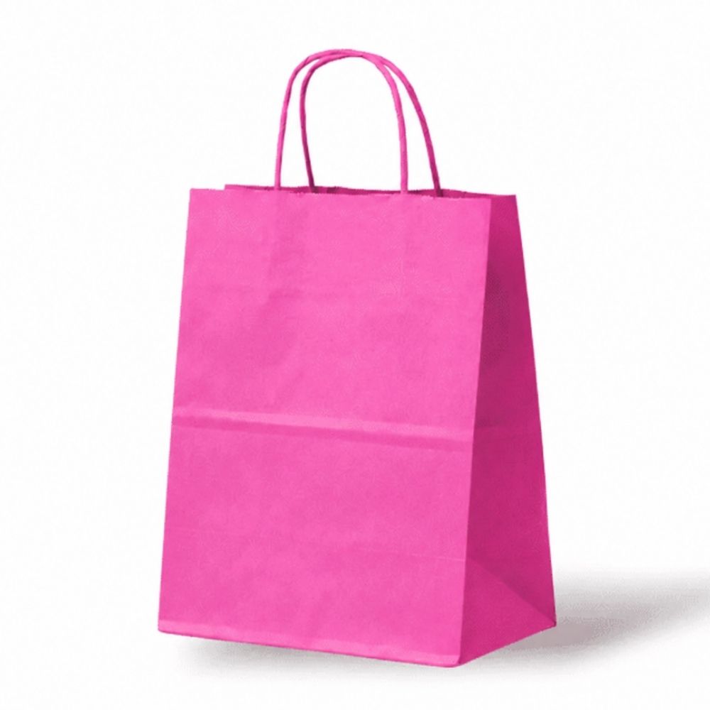Papieren Tas (L) - Magenta / Roze - 100 Stuks