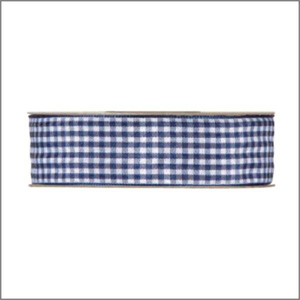 Checkered ribbon - blue - 25mm x 20 meters