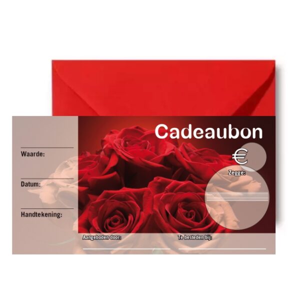 Cadeaubon – five roses – blok van 50 stuks met envelop