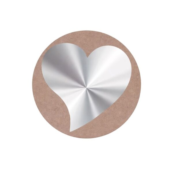 Labels – heart kraft / silver – 500 pieces