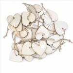 Houten gelukshart - houtkleur / wit - 24 stuks - Afbeelding 2