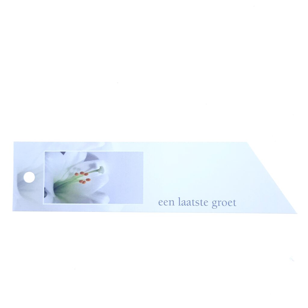 Rouwkaart - grijs label - Laatste groet - 15,5 x 4 cm - 20 stuks