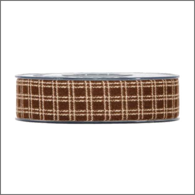 ribbon check - 25mm x 10m - beige