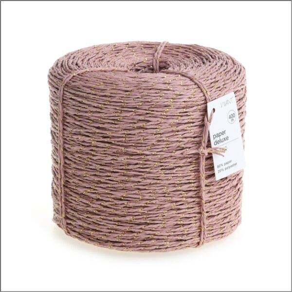 Papier koord met glitter - 400 meter - Marble rose