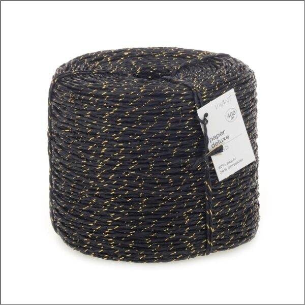Paper cord with glitter - 400 meters - Black