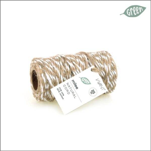 Cord - natural - 25 meters - brown white