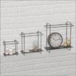 Wandschap Zwart - Wandschap - Wandrek - Zwevend - Industrieel - RVS - Set van 3 - Afbeelding 2