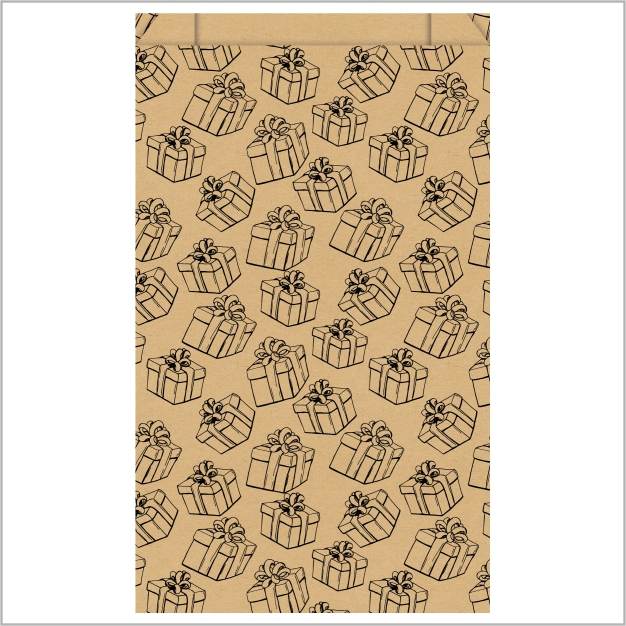 Vlak zakje - Cadeau - bruin 16 + 8 x 27 - 250 stuks