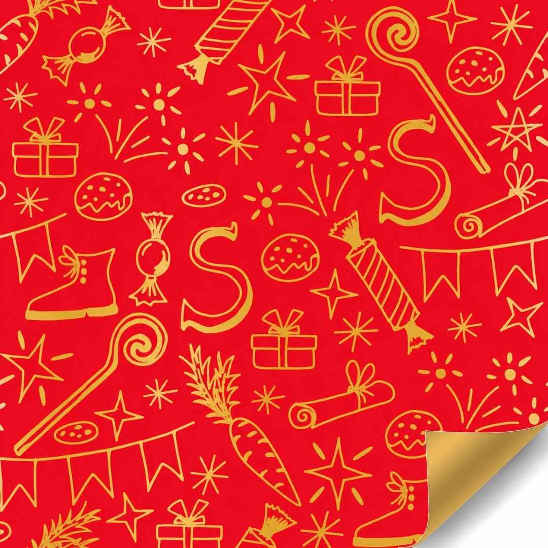 Papierrol – Rood Goud (Sinterklaas) – 50cm x 150 meter