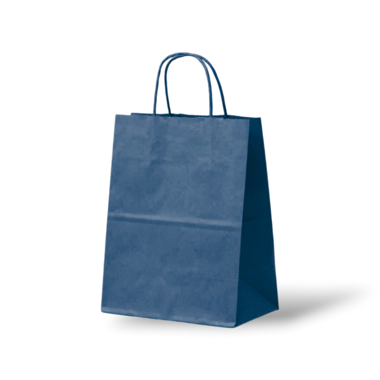 Papieren Tas (M) - Donkerblauw - 100 Stuks