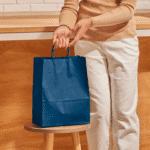 Papieren Tas (M) - Donker Blauw - 50 Stuks - Afbeelding 2