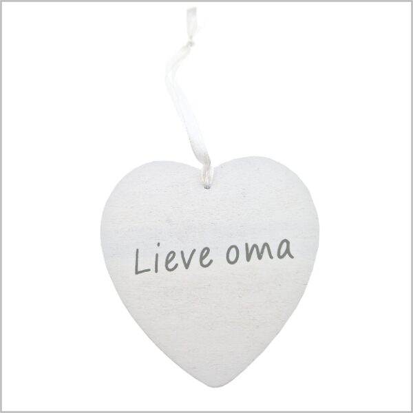 Houten cadeau kaartjes met lint – 24 stuks – Harten -  Lieve oma