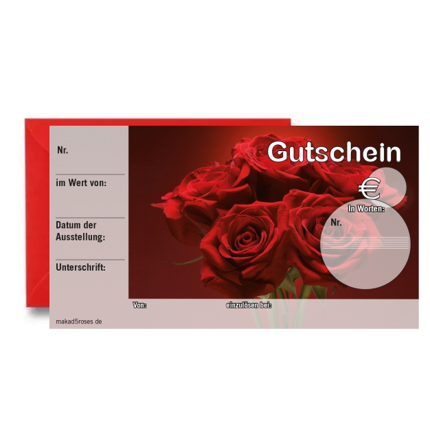 Geschenk-Gutschein Rosen - 50Stück