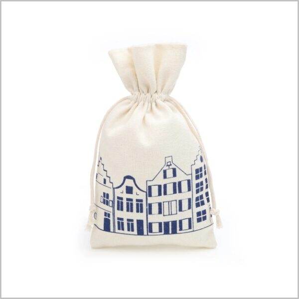 Katoenen zakje - Canal houses - 21 x 12 cm - 5 stuks