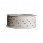 Ribbon - Beige Hearts - White - 25m x 8mm - Image 2