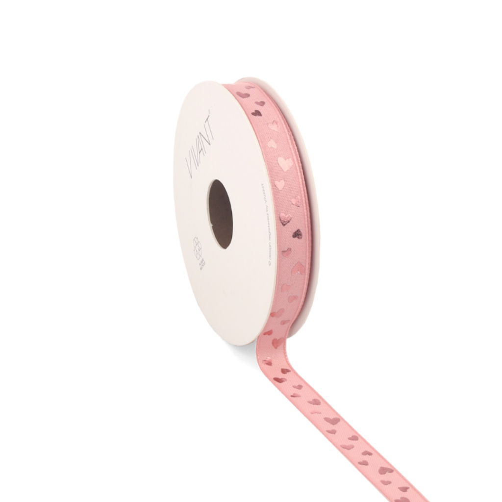 Farbband - Rose Hearts - Rosa - 15m x 12mm