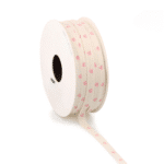 Lint - roze harten - wit