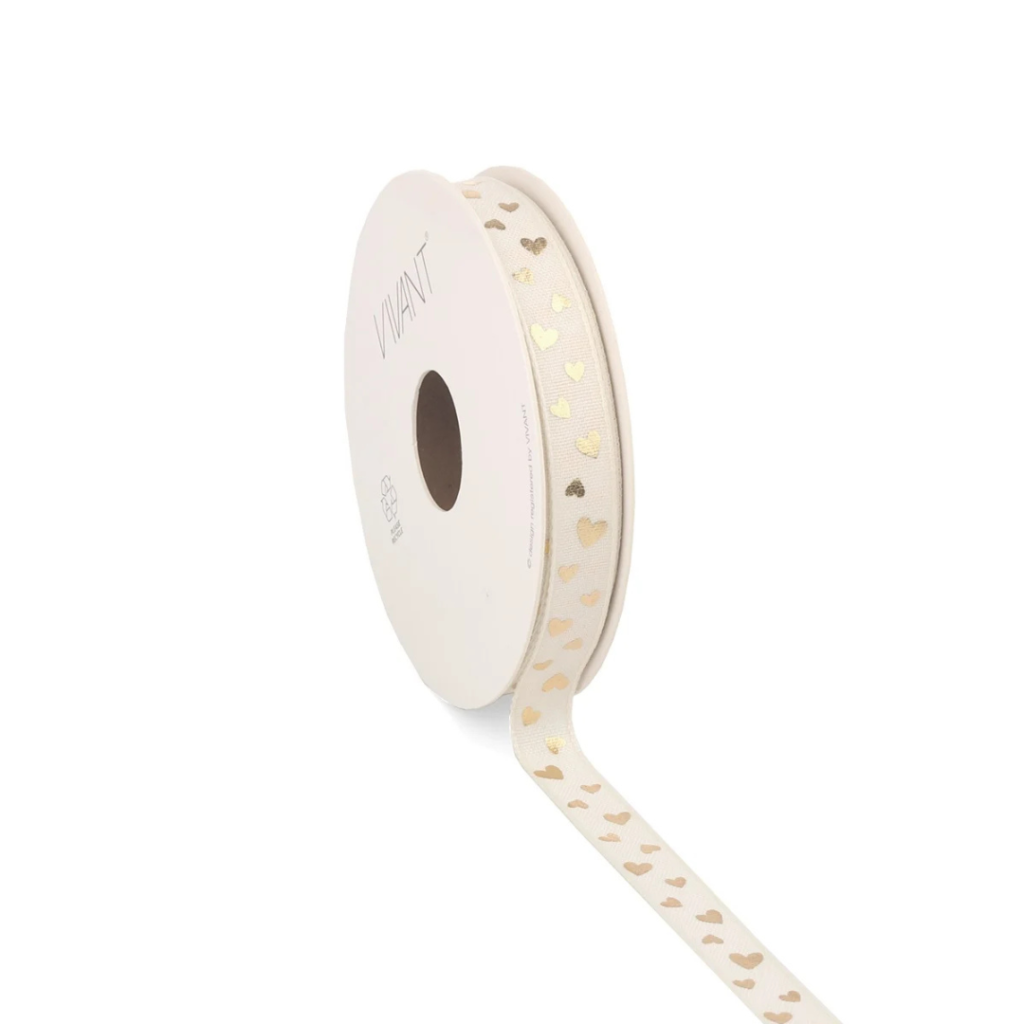 Lint - gouden harten - wit