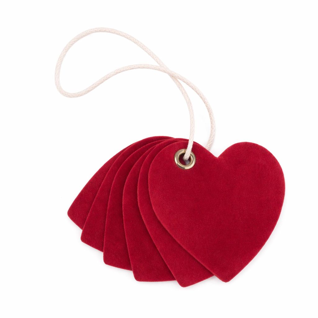 Label - rood velvet - 6 Stuks