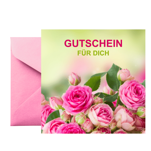 Geschenkgutschein - "Gutschein Für dich" - Rosen - 25 Stück | 13x13cm