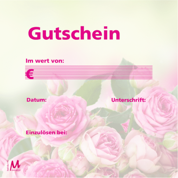 Geschenkgutschein - "Gutschein Für dich" - Rosen - 25 Stück | 13x13cm