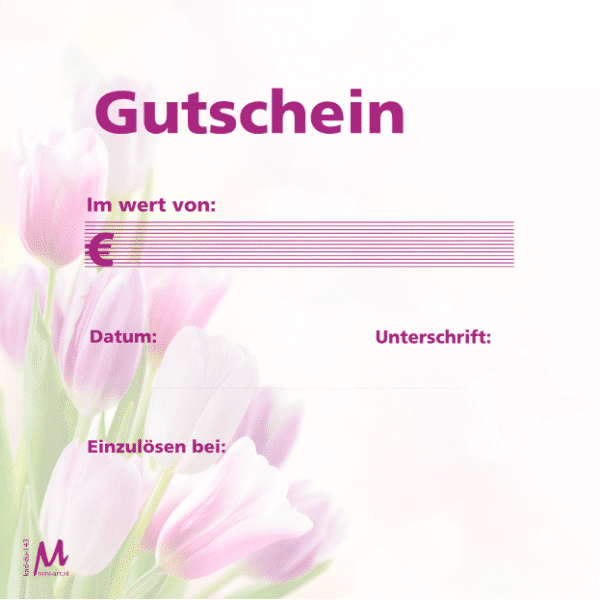 Geschenkgutschein - "Gutschein" - Tulpen - 25 Stück | 13x13cm