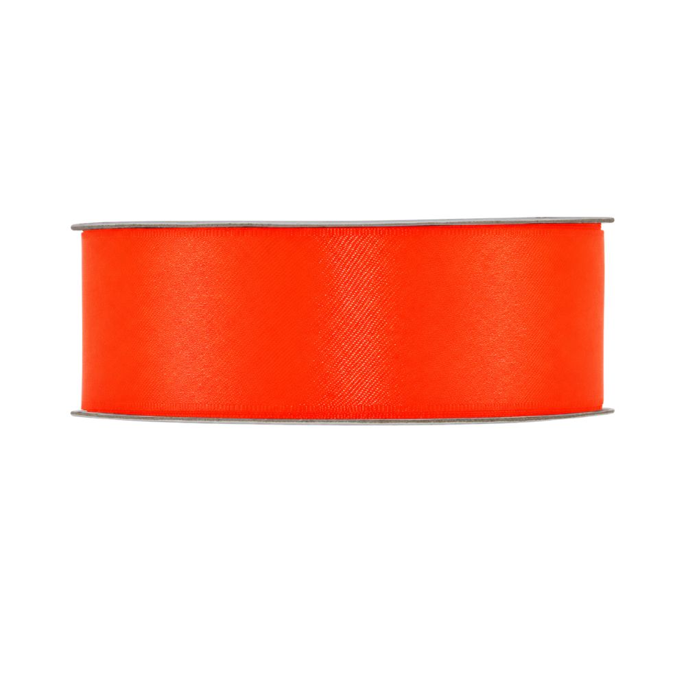 Satin double faced - neon oranje - 25mm x 50 meter