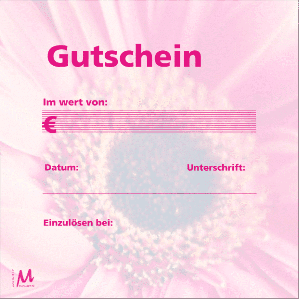 Geschenkgutschein - "Gutschein Für dich" - Gerbera - 25 Stück | 13x13cm