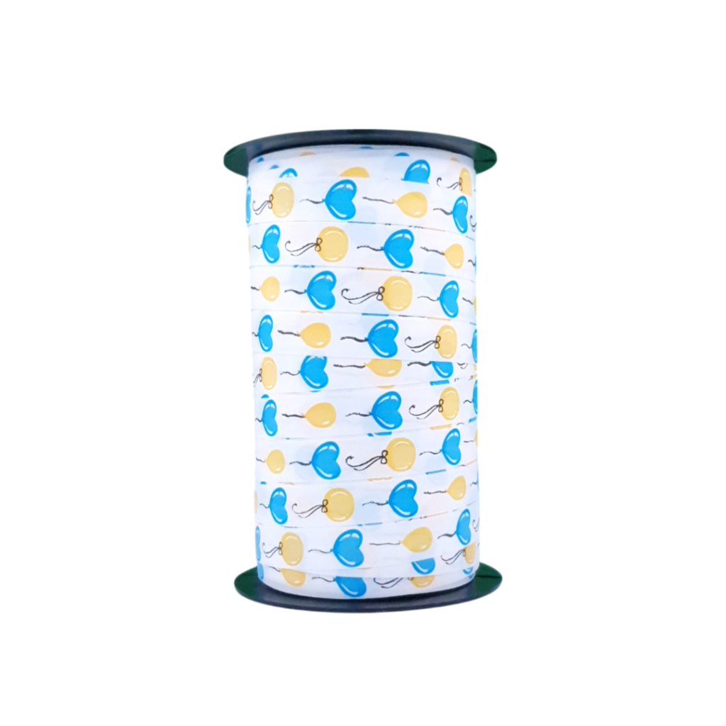 Krullint - Ballonnenprint - Wit / Blauw / Geel