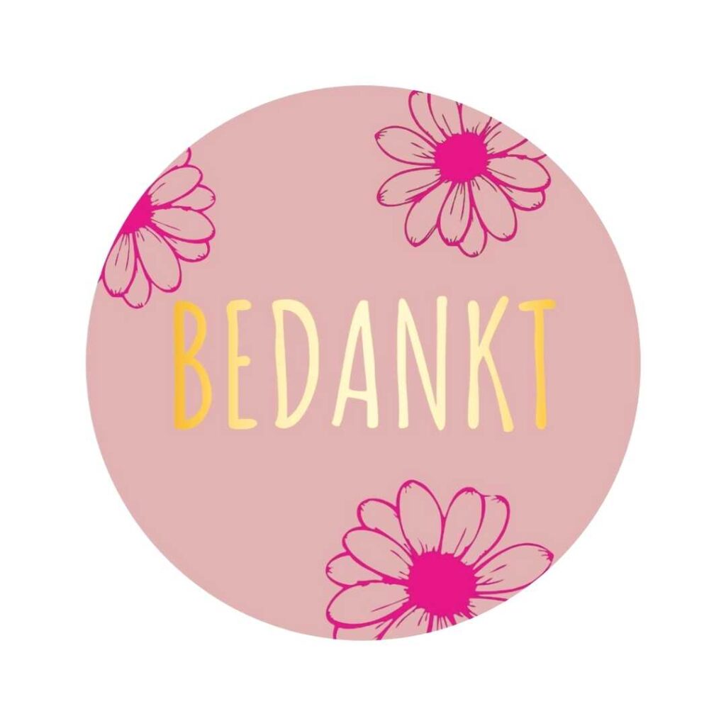 Etiketten – Bedankt - Poeder Roze – 250 Stuks