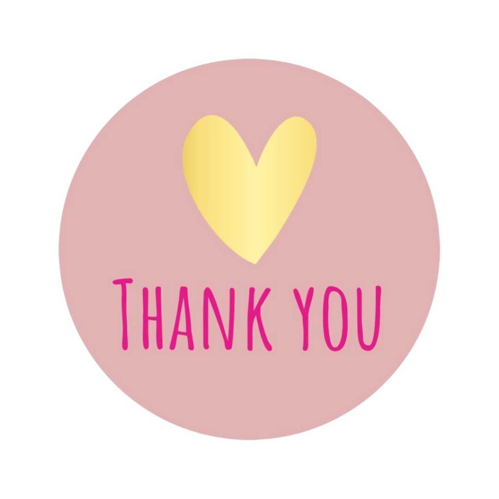 Etiketten – Thank you - Poeder Roze – 250 Stuks