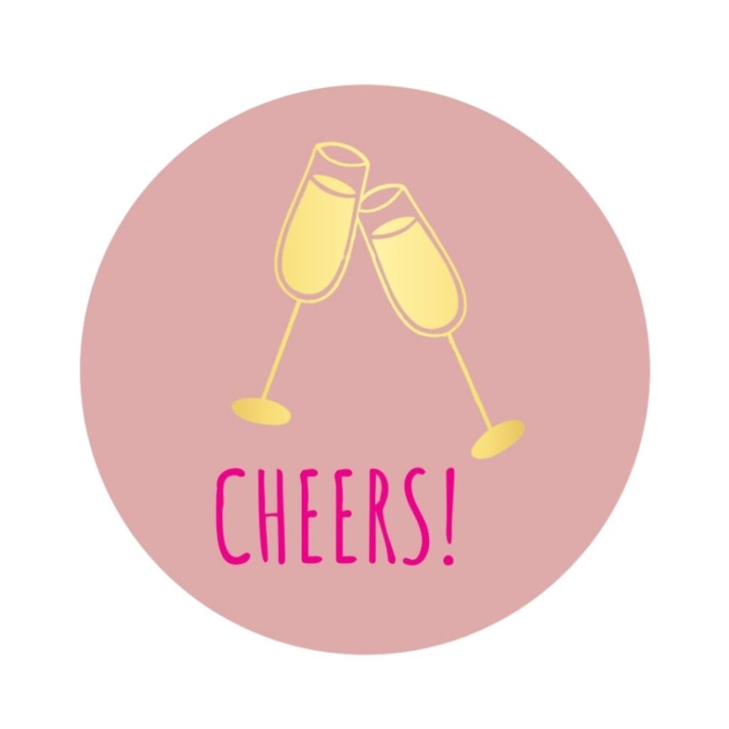 Etiketten – Cheers! - Poeder Roze – 250 Stuks