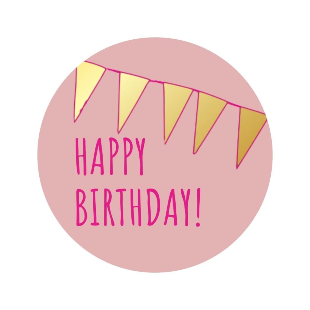 Etiketten – Happy Birthday! - Poeder Roze – 250 Stuks
