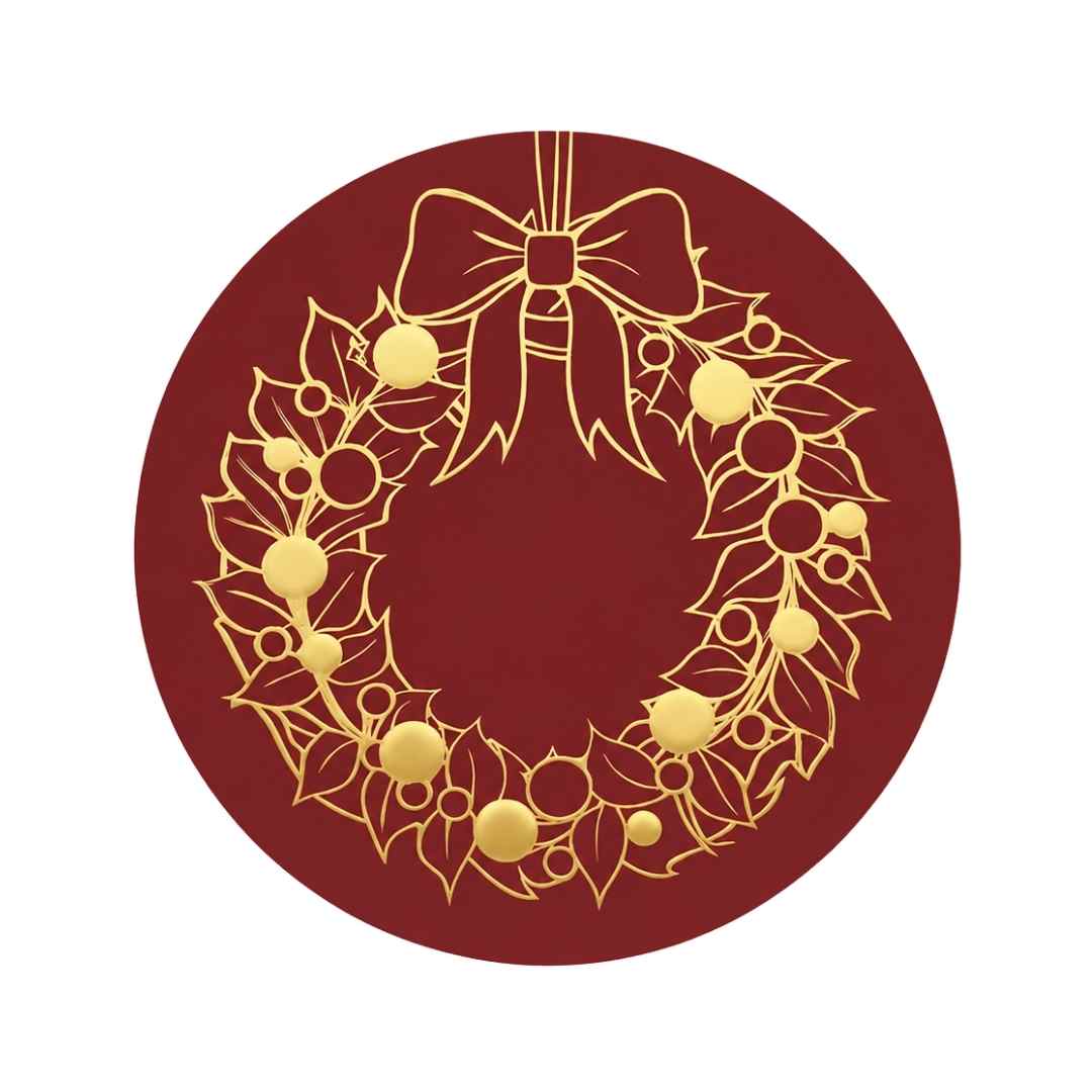 Etiketten – Weihnachtskranz – Bordeaux – 250 Stück