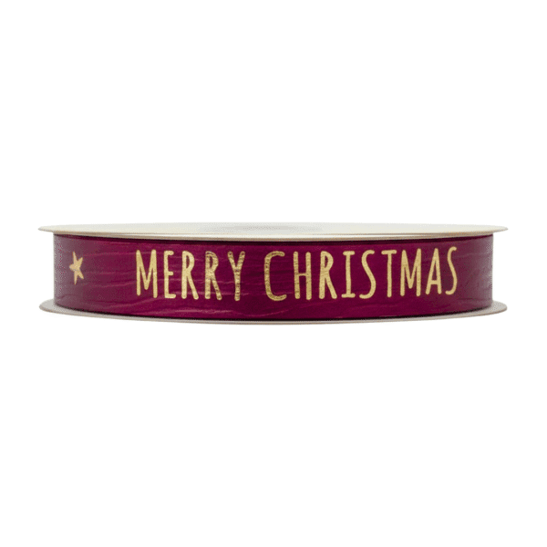 Paperlook ribbon - Merry Christmas - Bordeaux