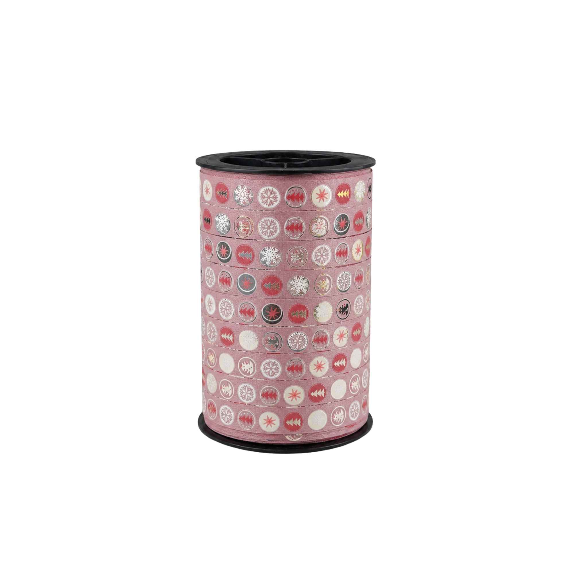 Krullint - Kerstsymbolen - Roze/Zilver