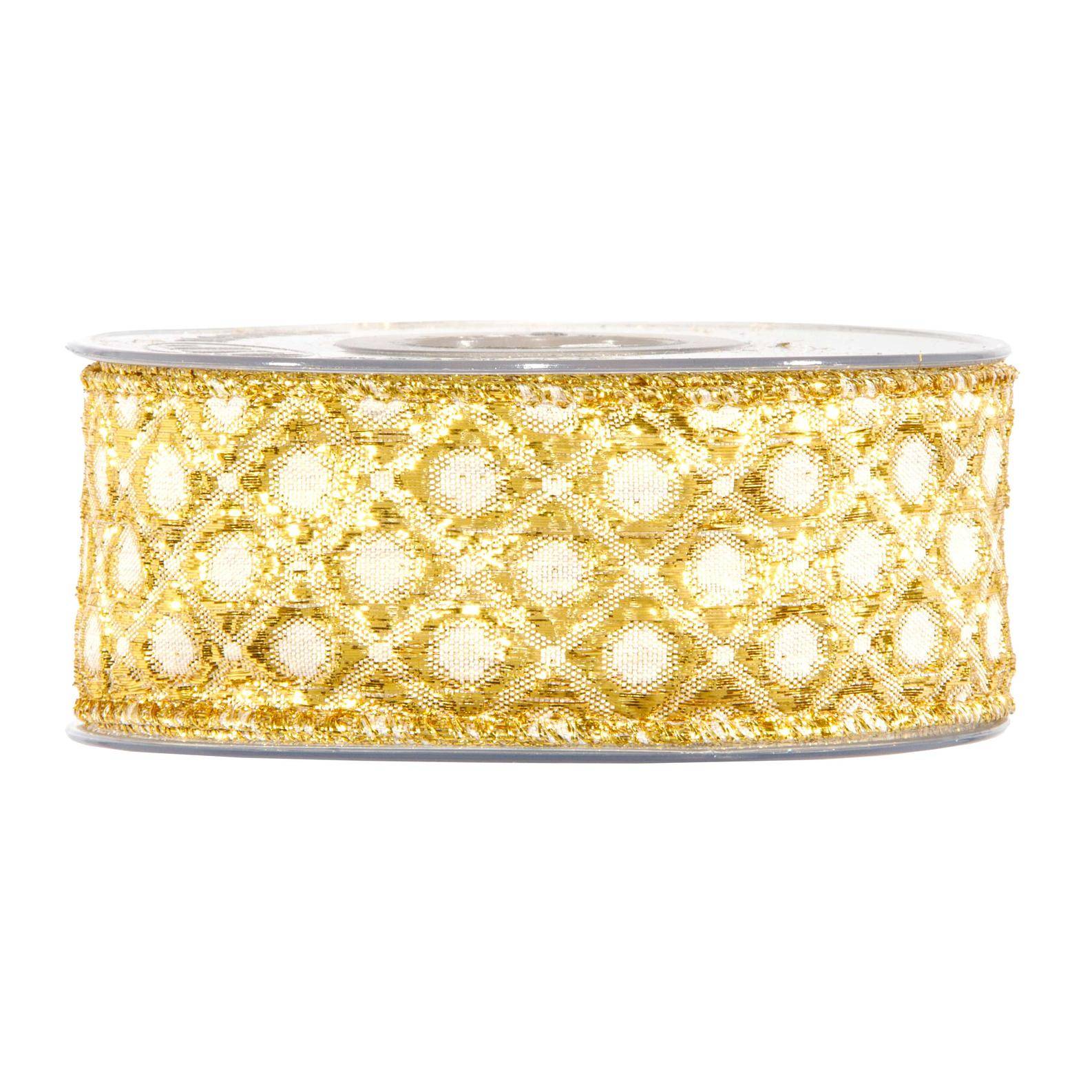 Kerstlint – Goud Patroon – 10m – 40mm