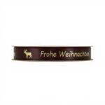 Satin ribbon - Frohe Weihnachten - Brown