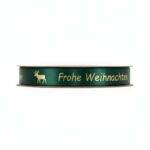 Satin ribbon - Frohe Weihnachten - Green