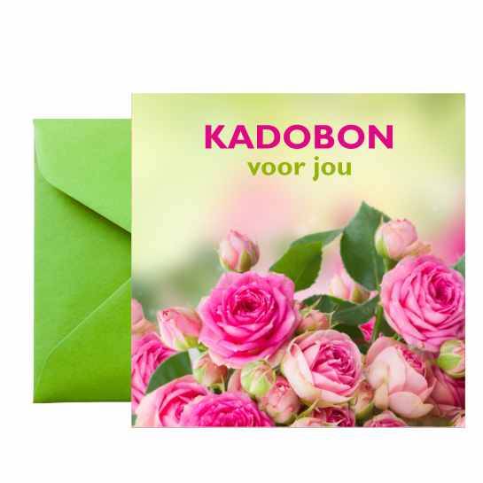Cadeaubon Deluxe – “Voor jou” (Rozen) – 25 stuks (met groene envelop)