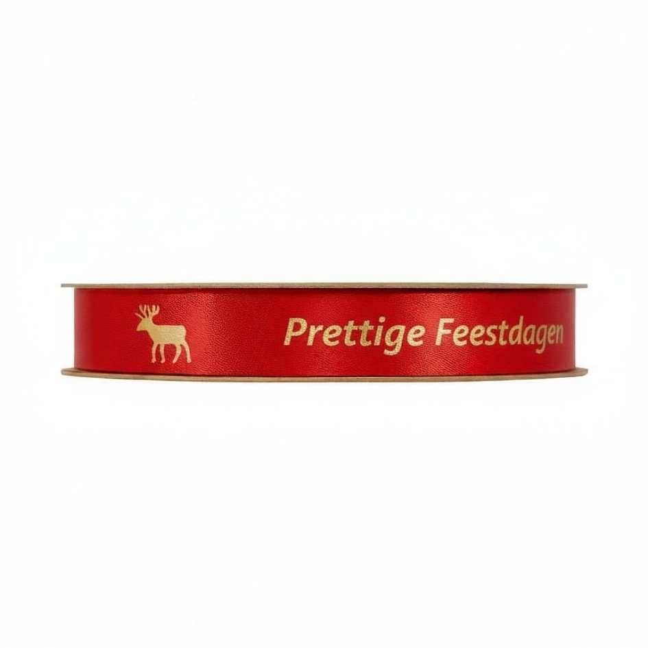 Satijn lint – Prettige Feestdagen - Rood