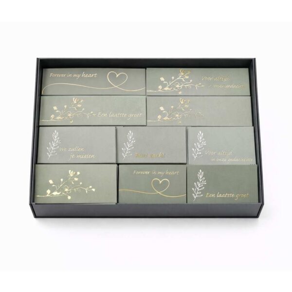 Bestattungskarten-Set – "Olivgold" – 200 Stücke