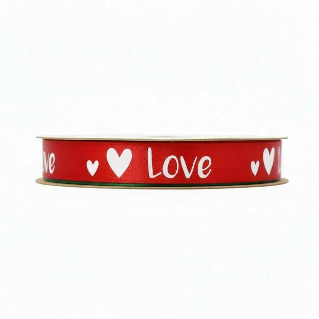 Satijnen lint – "Love" – rood