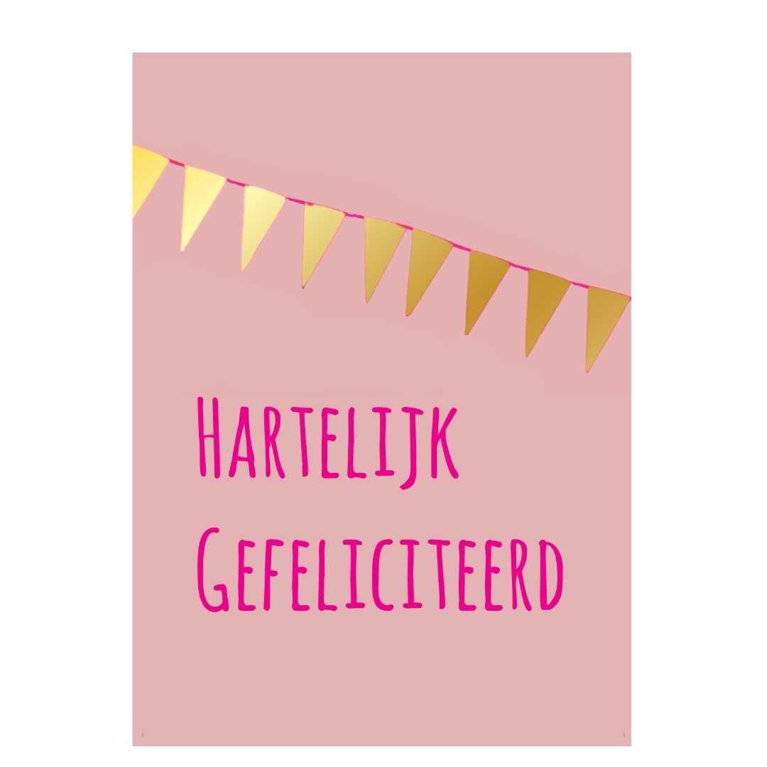Wenskaart – “Hartelijk Gefeliciteerd” – 6 Stuks (incl. Envelop)