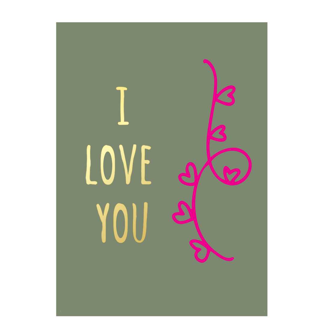 Wenskaart – “I Love You” – 6 Stuks (incl. Envelop)