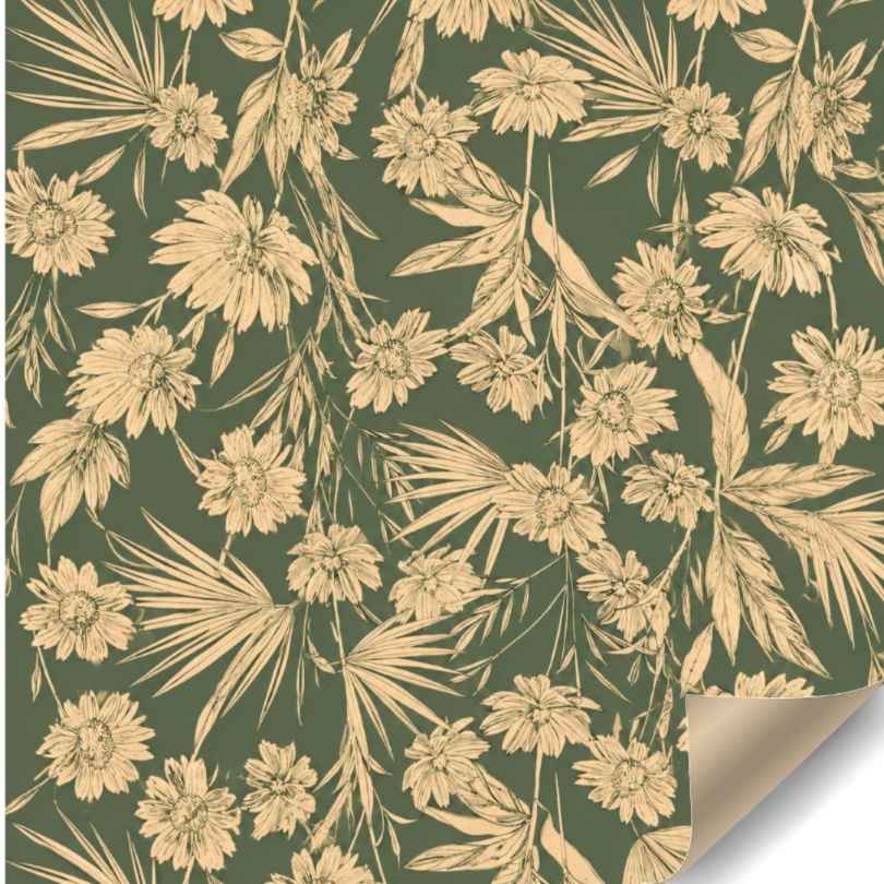 Papierrol – Kraft Tropical Flowers – 60 cm x 100 meter