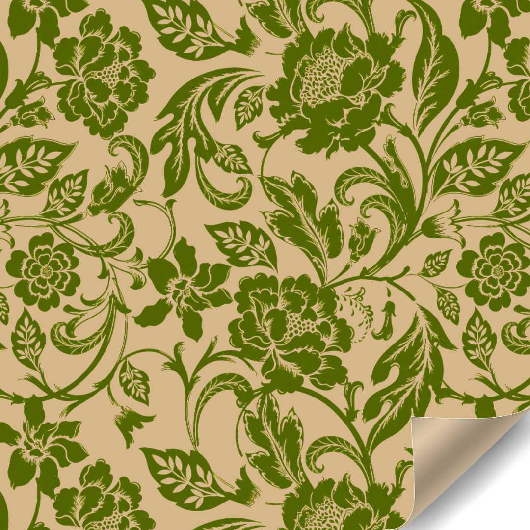 Papierrol – Green Baroque Flowers – 60 cm x 100 meter