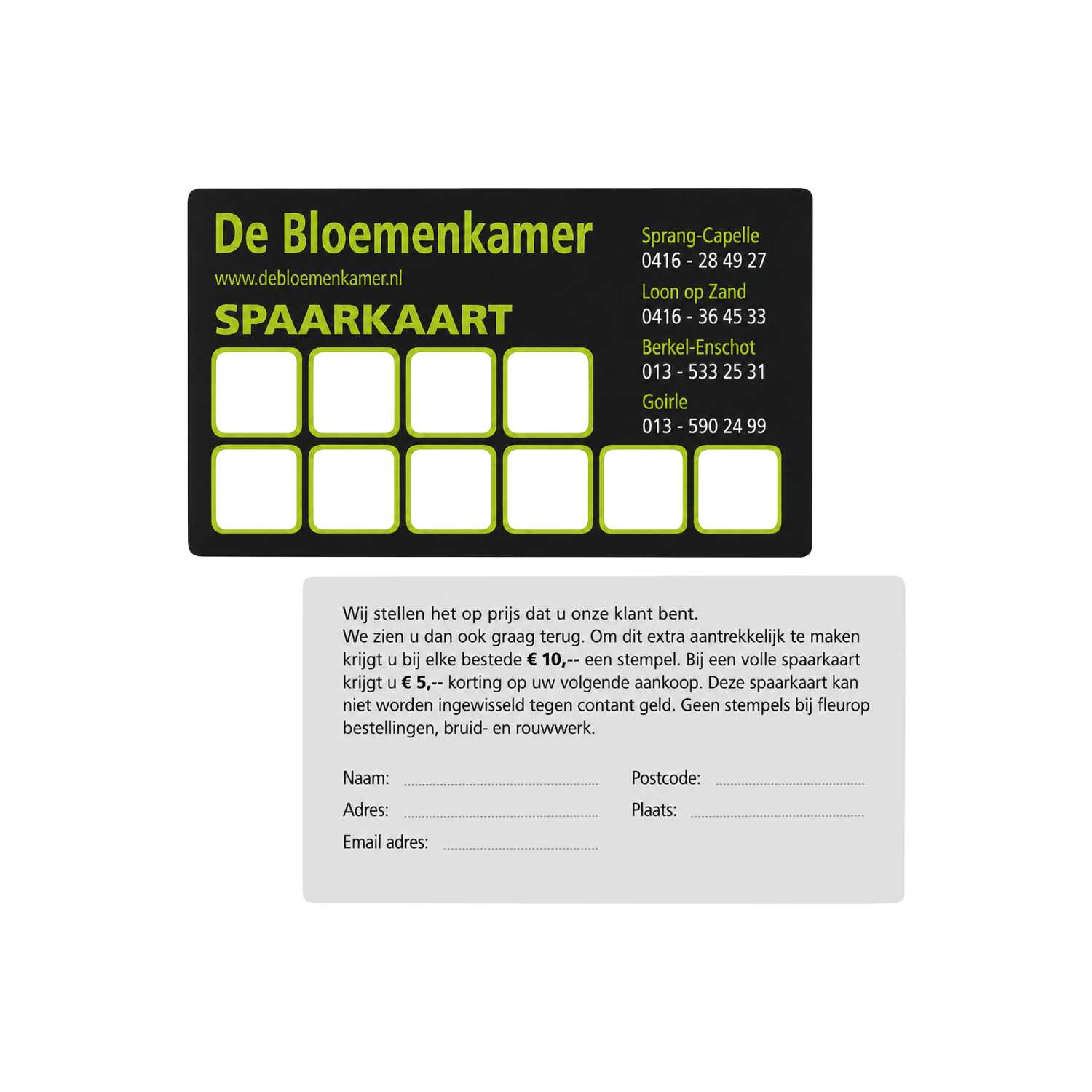 Spaarkaart voorbeeld