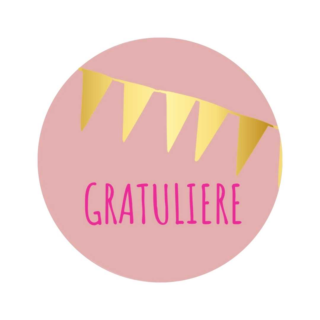Etiketten – Gratuliere – Poeder Roze - 250 Stuks