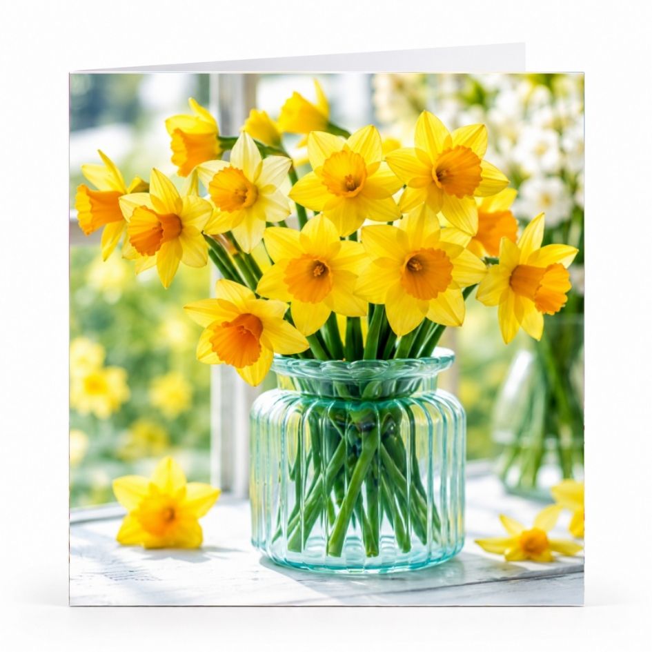 Wenskaart - "Gele narcissen" - 8 Stuks